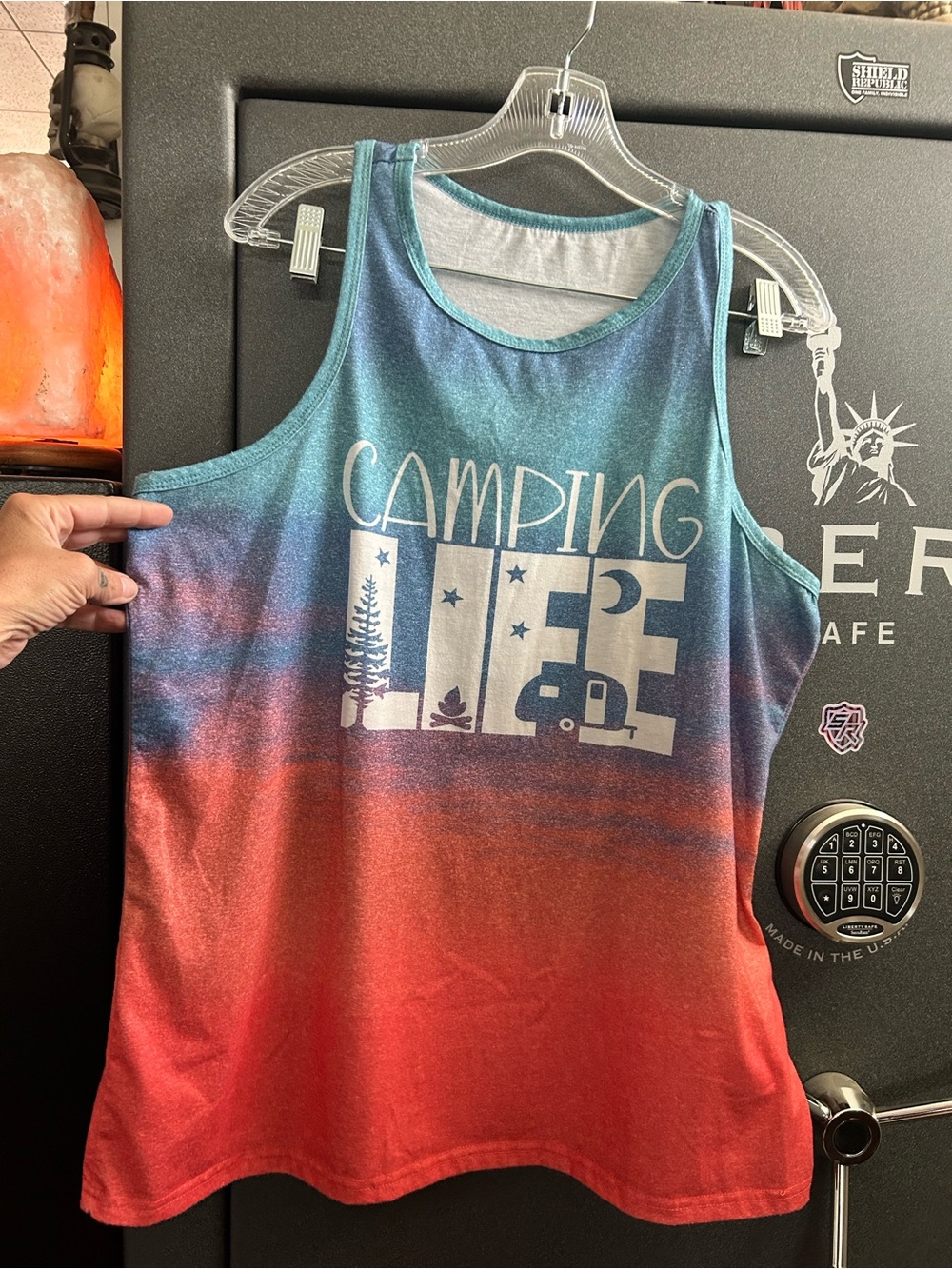 Camping Life Ombre Tank Top - Blue to Red 2X never worn